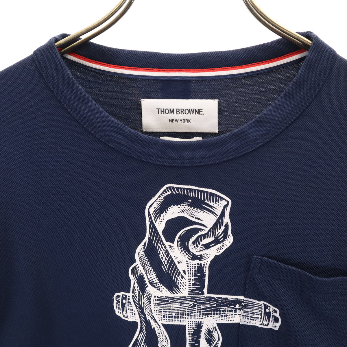 THOM BROWNE トムブラウン 日本製 半袖 Tシャツ L ネイビー メンズ