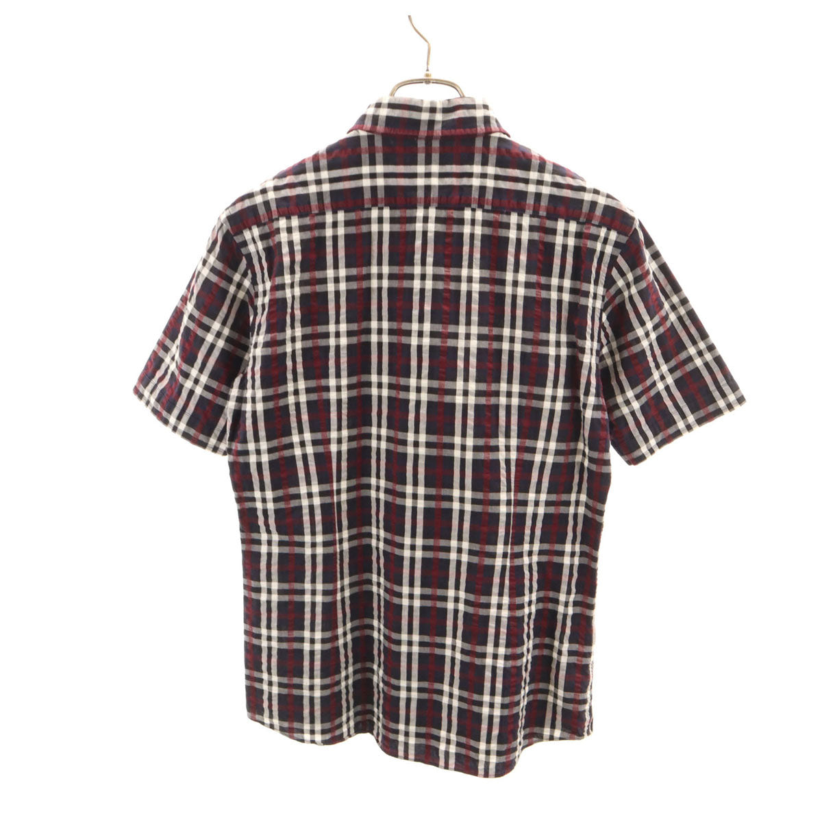 BURBERRY BLACK LABEL バーバリーブラックレーベル チェック柄 半袖 シアサッカー シャツ 2 ネイビー 三陽商会 メンズ