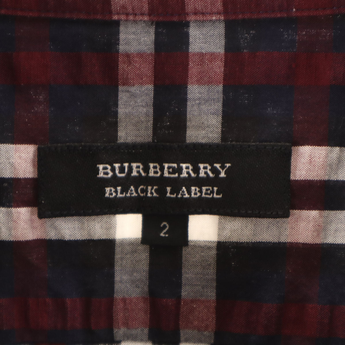 BURBERRY BLACK LABEL バーバリーブラックレーベル チェック柄 半袖 シアサッカー シャツ 2 ネイビー 三陽商会 メンズ