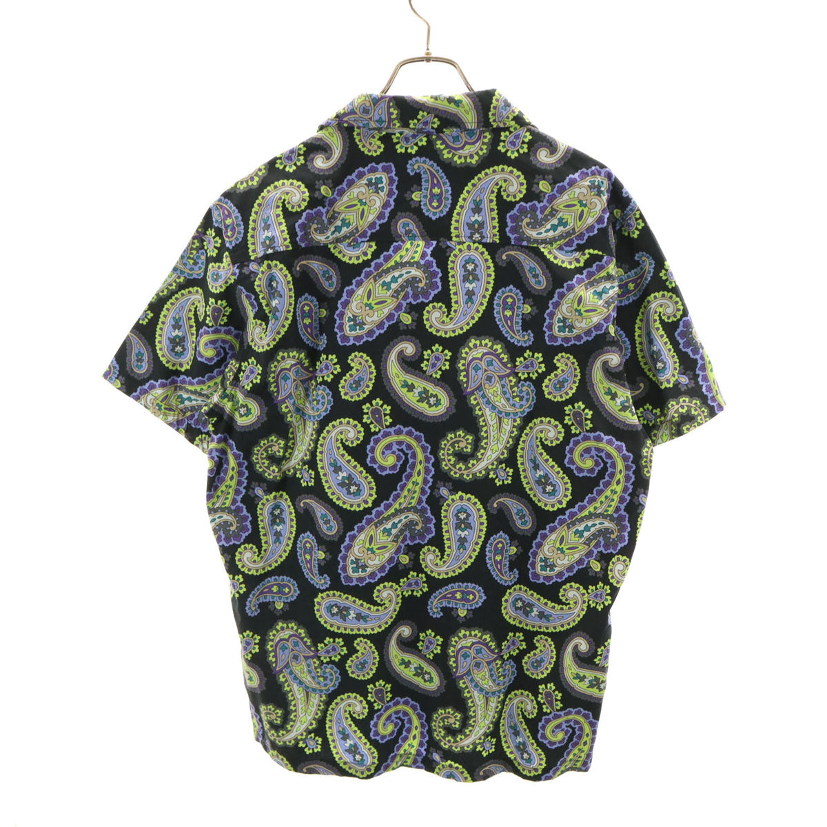 HUF ハフ ペイズリー柄 半袖 オープンカラーシャツ L ブラック メンズ