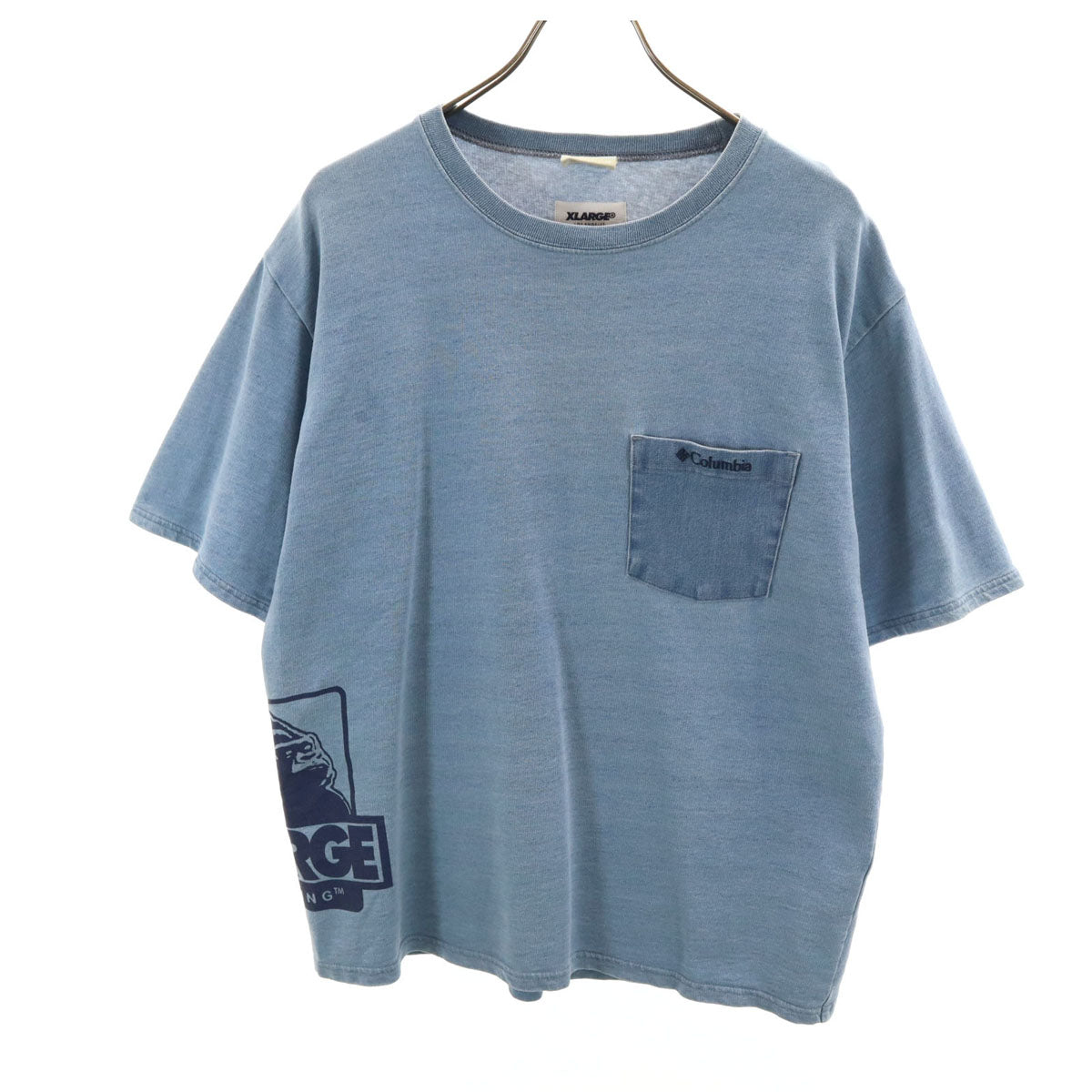 Columbia コロンビア XLARGE エクストララージ コラボ 半袖 Tシャツ M ブルー ポケT アウトドア メンズ