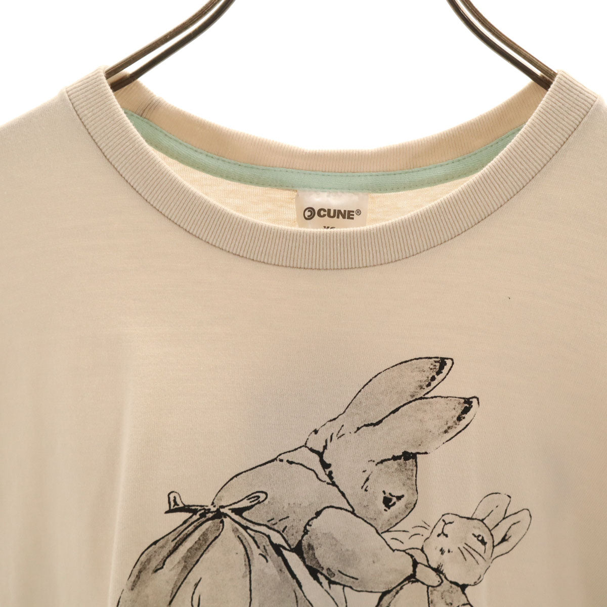 未使用 CUNE キューン 20周年記念 Peter Rabbit ピーターラビット コラボ 半袖 Tシャツ S ベージュ メンズ