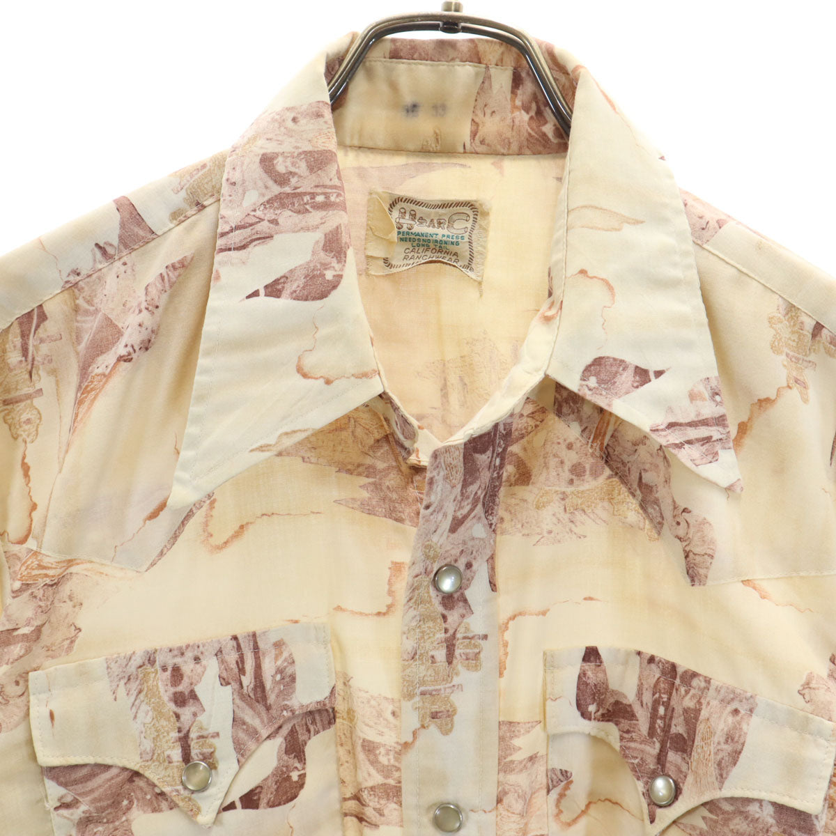 H BAR C エイチバーシー 70s ヴィンテージ 長袖 ウエスタンシャツ ベージュ メンズ