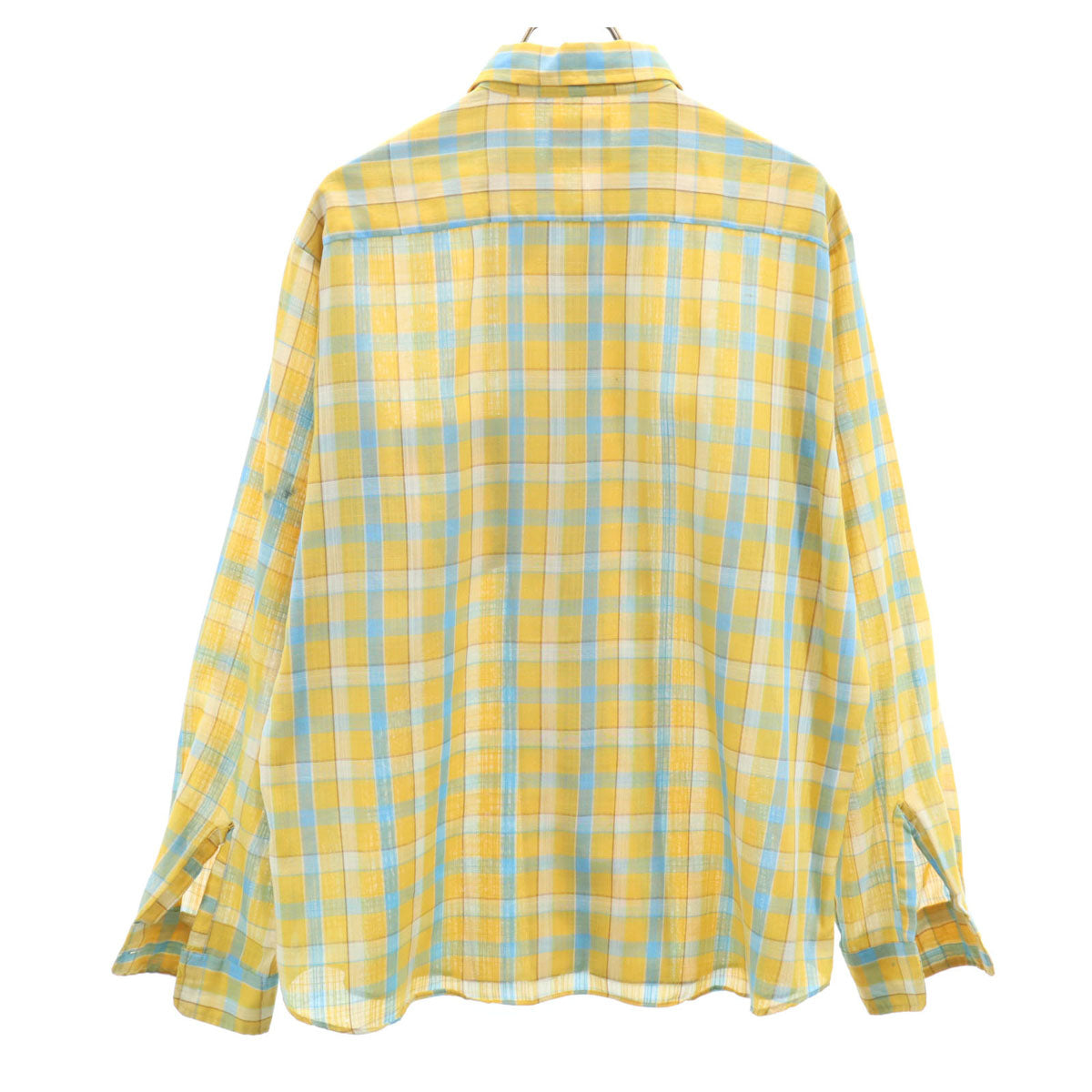 ユニバーシティ ホール 60s ヴィンテージ チェック柄 長袖 ボタンダウンシャツ L イエロー メンズ
