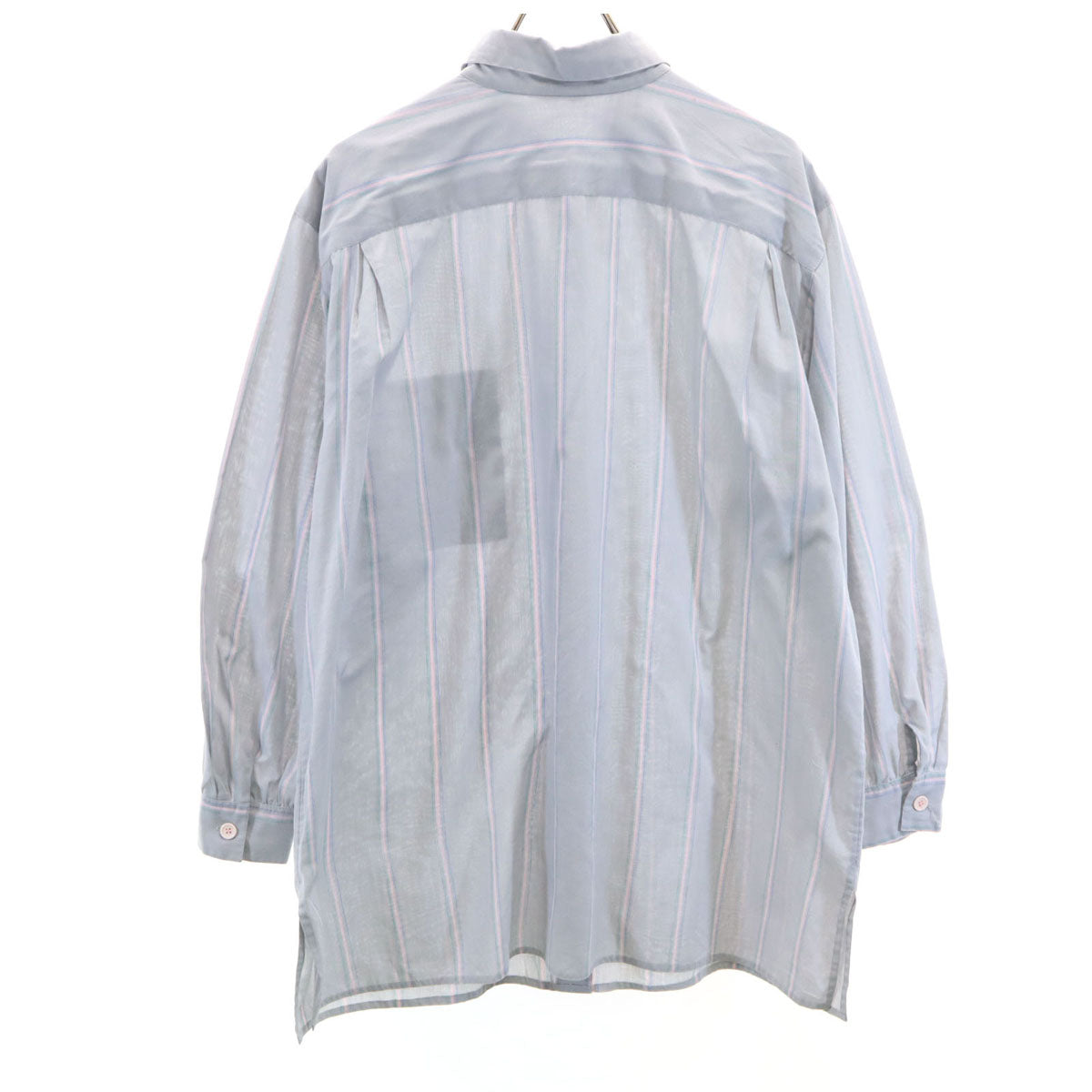 シアジェームス 80s ヴィンテージ USA製 ストライプ柄 長袖 シャツ ライトブルー レディース