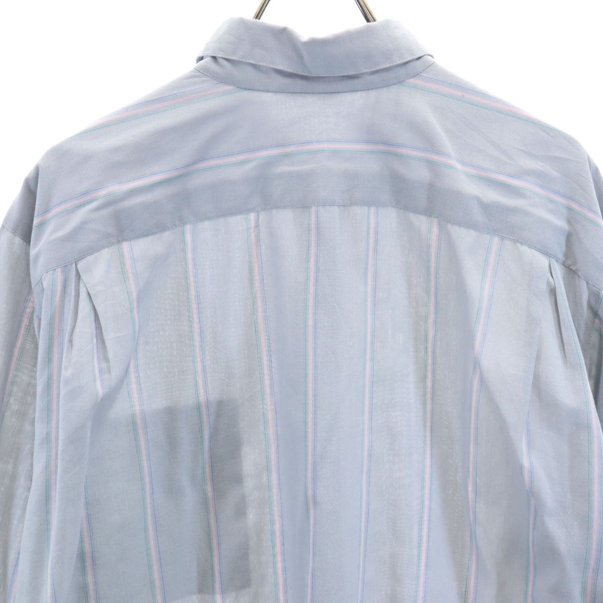 シアジェームス 80s ヴィンテージ USA製 ストライプ柄 長袖 シャツ ライトブルー レディース