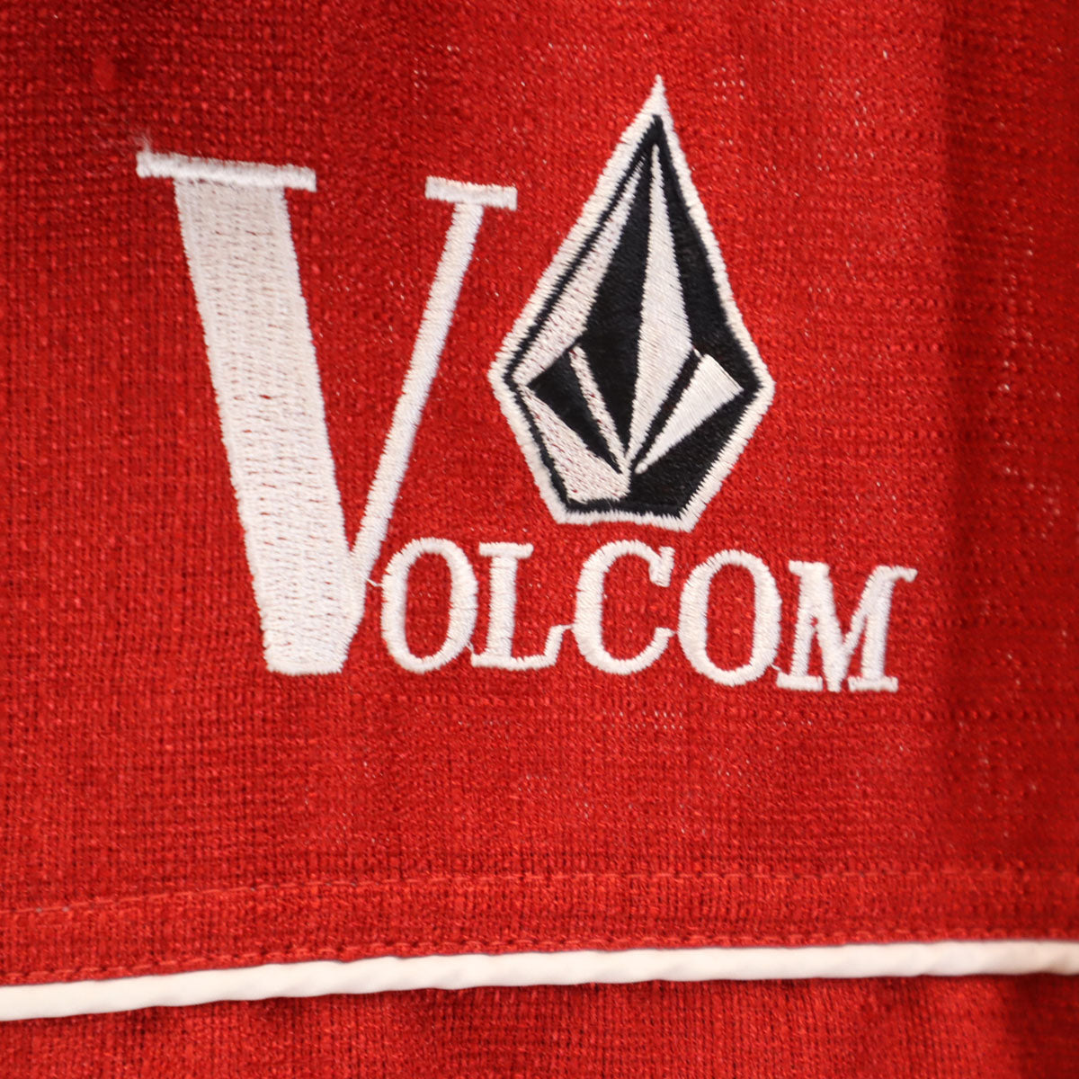 VOLCOM ボルコム 韓国製 リネンブレンド バック刺繍 7分袖 ジップジャケット レッド メンズ