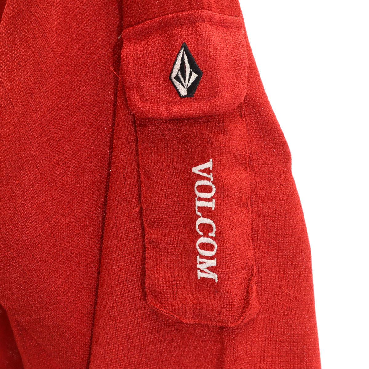 VOLCOM ボルコム 韓国製 リネンブレンド バック刺繍 7分袖 ジップジャケット レッド メンズ