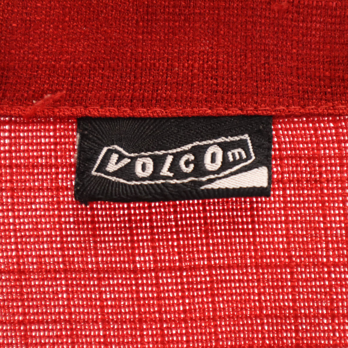 VOLCOM ボルコム 韓国製 リネンブレンド バック刺繍 7分袖 ジップジャケット レッド メンズ