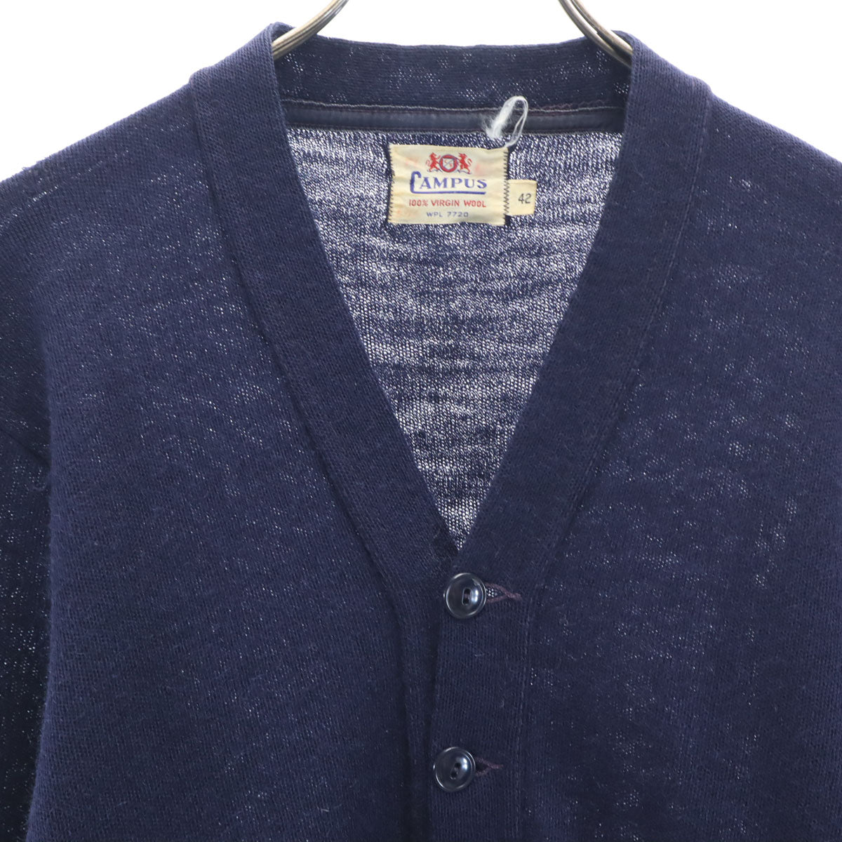 CAMPUS キャンパス 50s ヴィンテージ ウールブレンド 長袖 カーディガン 42 ネイビー メンズ