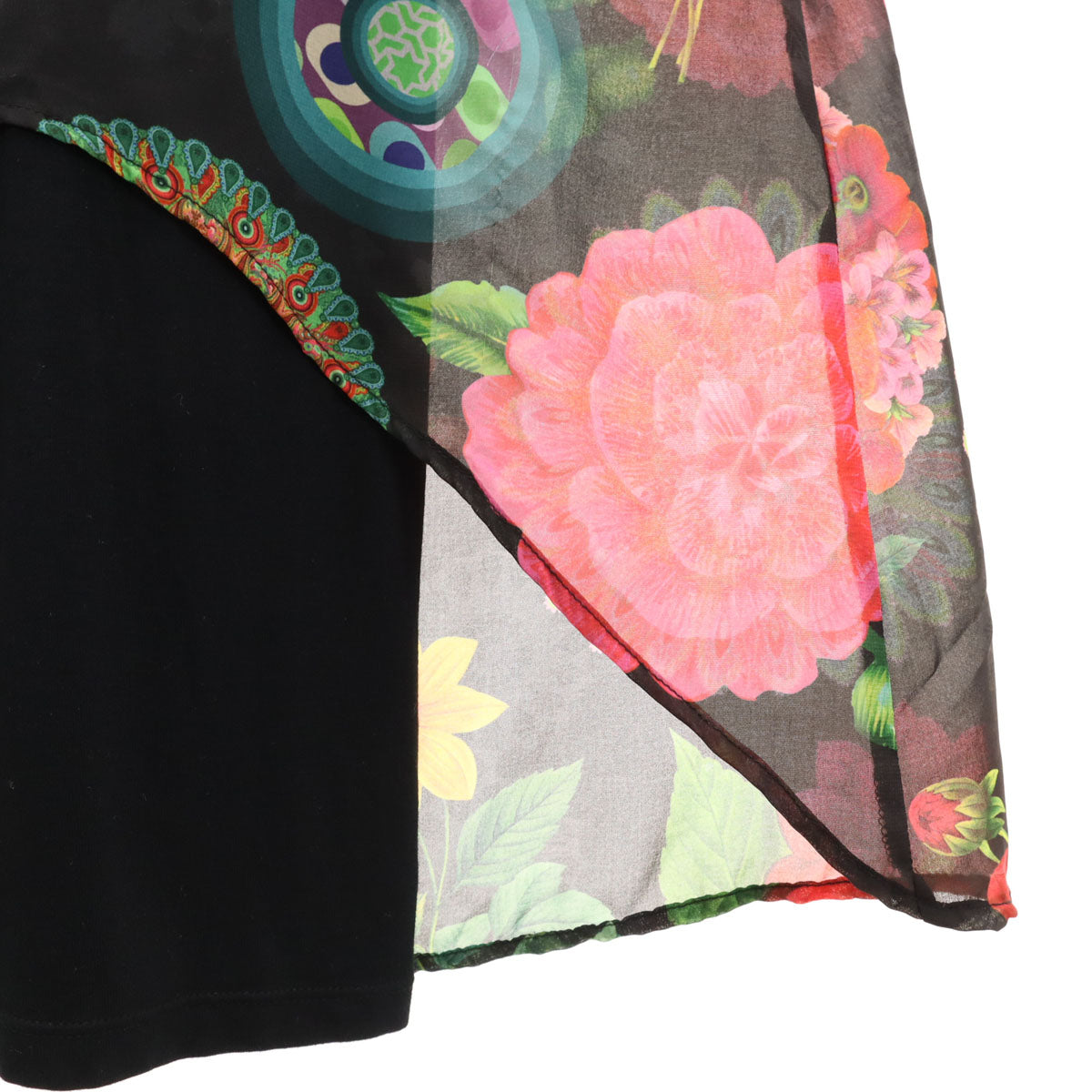 Desigual デシグアル 長袖 レイヤード ワンピース 36 ブラック レディース