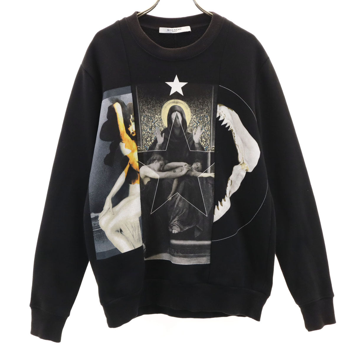 GIVENCHY ジバンシィ 15AW マリア 長袖 スウェット トレーナー ブラック 裏起毛 メンズ