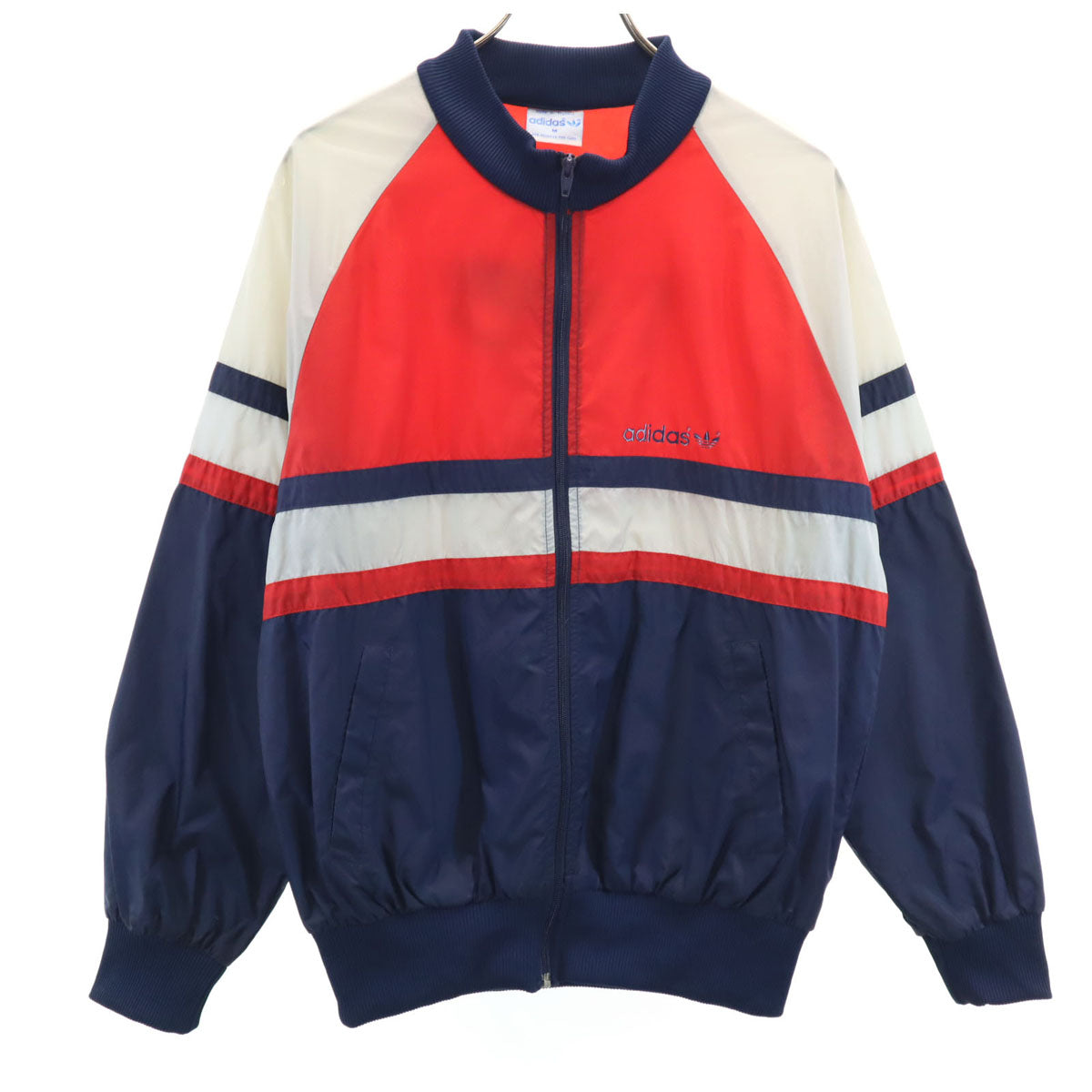 adidas アディダス 80s ヴィンテージ トレフォイルロゴ ナイロンジャケット M レッド 他 メンズ