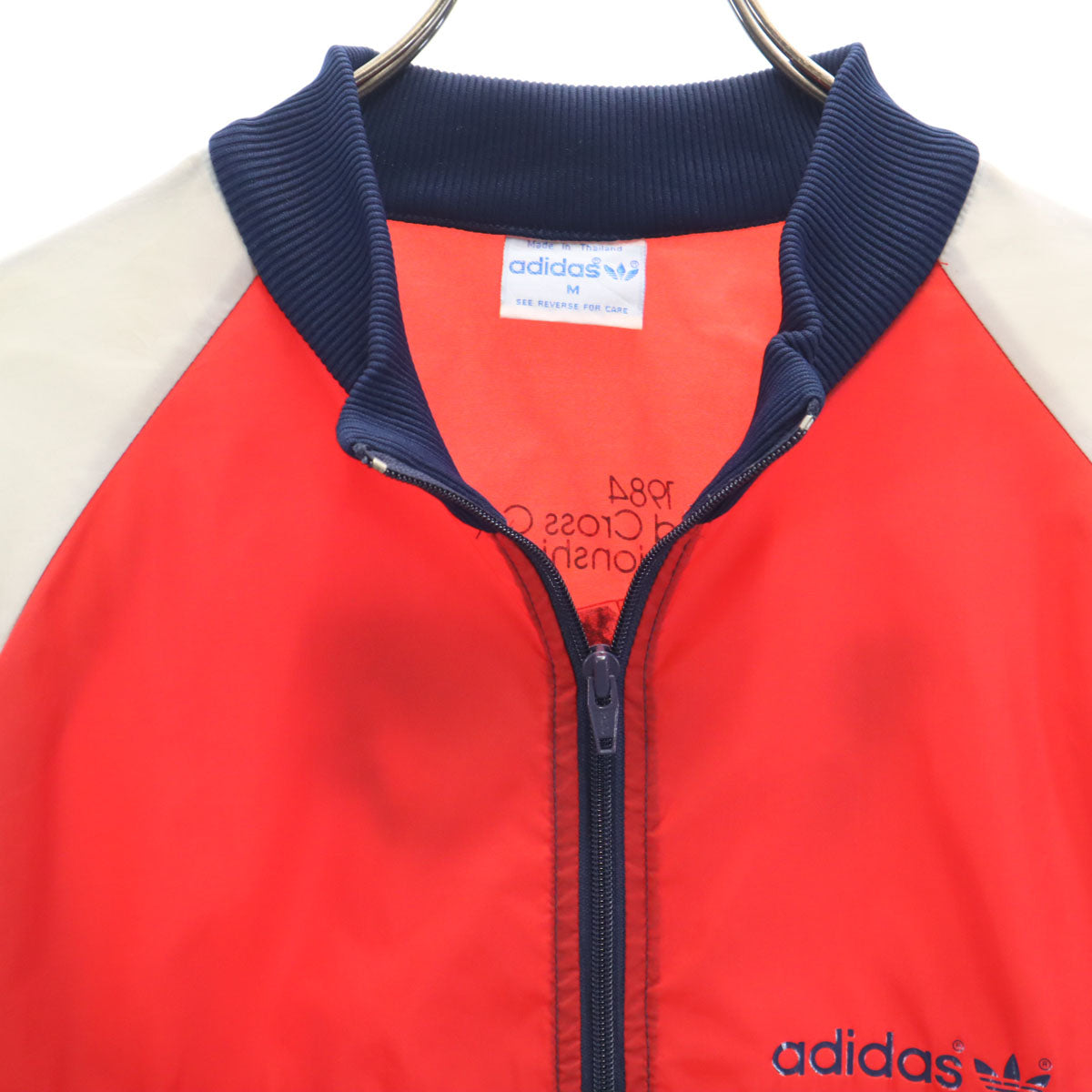 adidas アディダス 80s ヴィンテージ トレフォイルロゴ ナイロンジャケット M レッド 他 メンズ