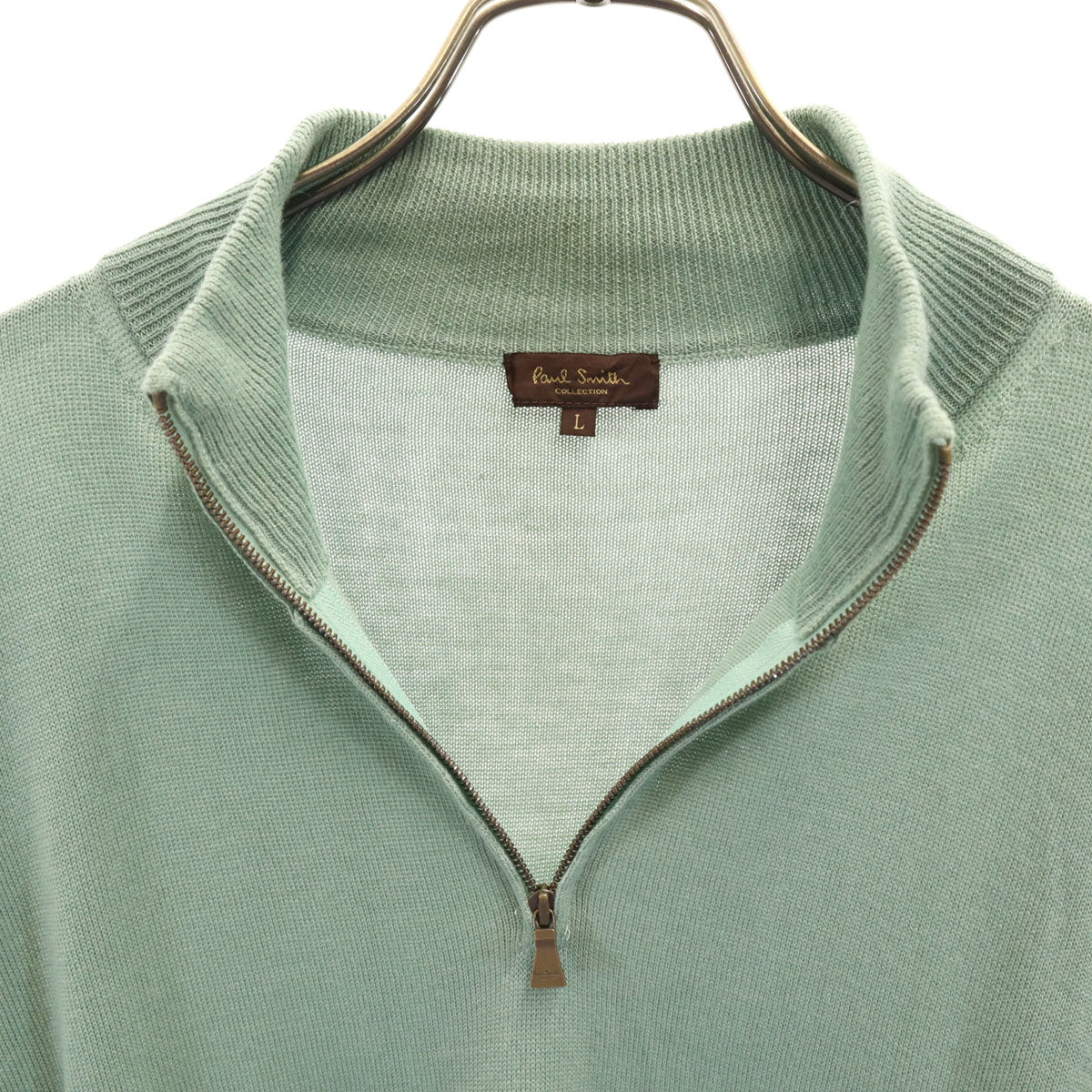 PAUL SMITH COLLECTION ポールスミスコレクション 日本製 カシミヤ100％ 長袖 ハーフジップ ニット L グリーン系 セーター メンズ