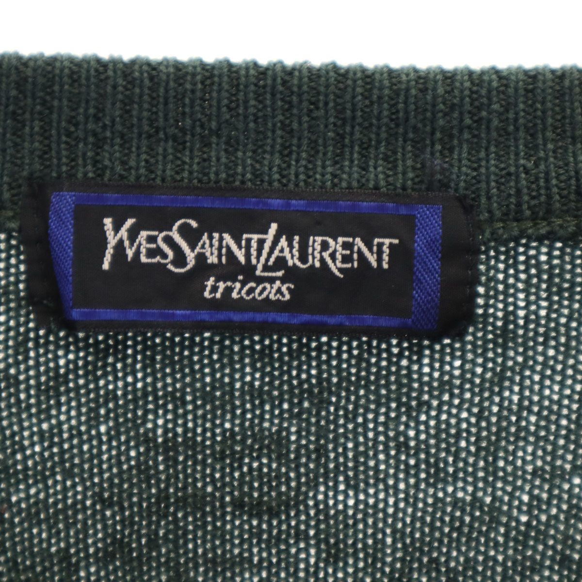 YVES SAINT LAURENT tricots イヴサンローラントリコット 90s オールド 長袖 Vネック セーター 深緑 ニット メンズ