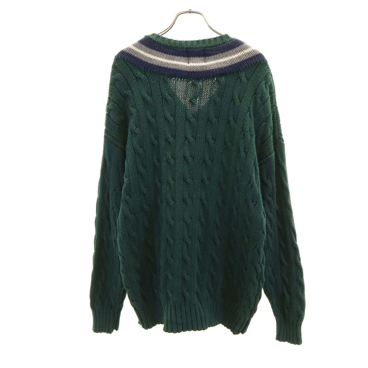 GAP ギャップ 90s オールド チルデン 長袖 Vネック ケーブル ニット L 深緑 セーター メンズ