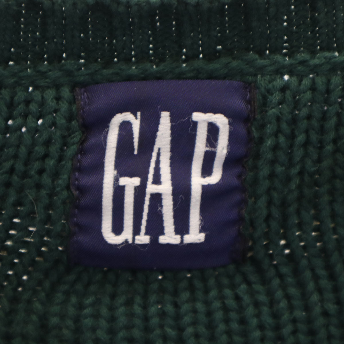 GAP ギャップ 90s オールド チルデン 長袖 Vネック ケーブル ニット L 深緑 セーター メンズ