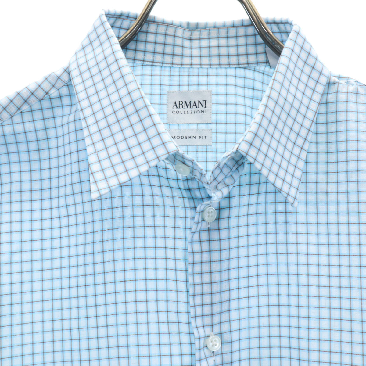 アルマーニ コレッツィオーネ 長袖 コットンシャツ 41 ブルー系 メンズ