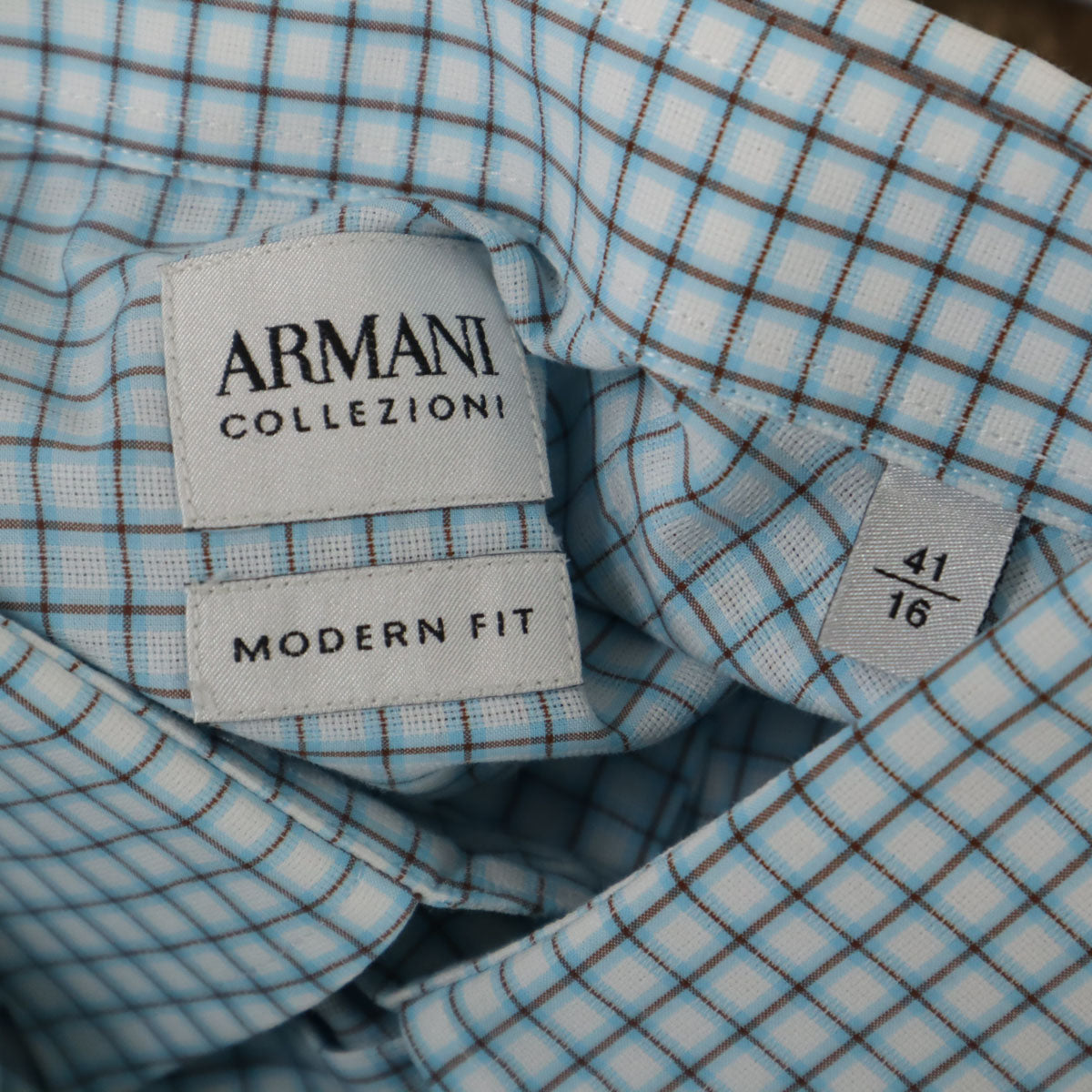 アルマーニ コレッツィオーネ 長袖 コットンシャツ 41 ブルー系 メンズ