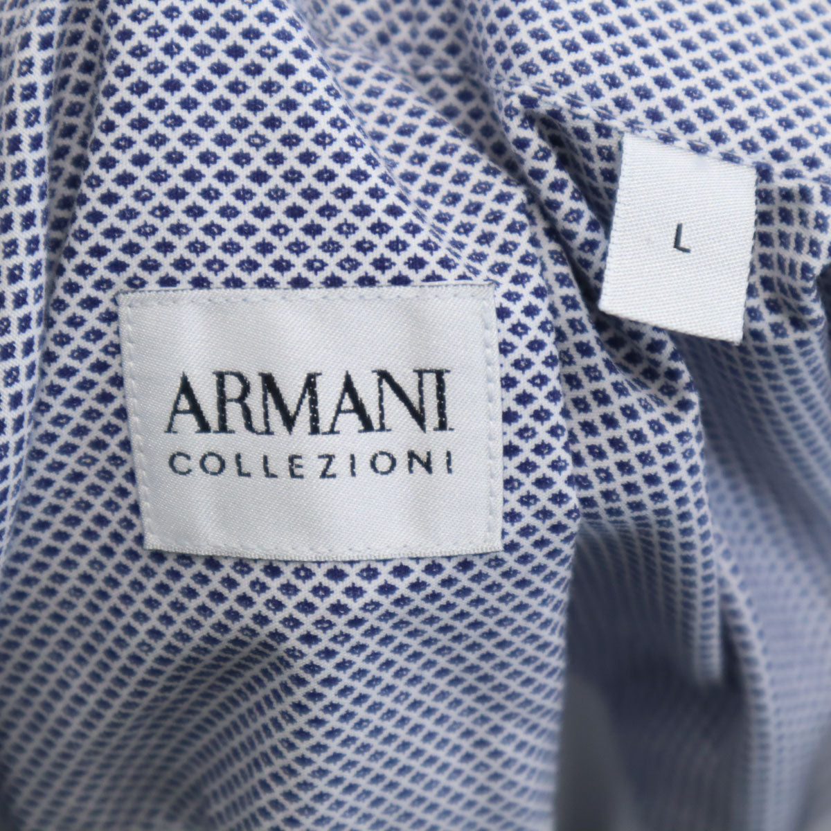 アルマーニ コレッツィオーネ 長袖 コットンシャツ L ブルー系 メンズ