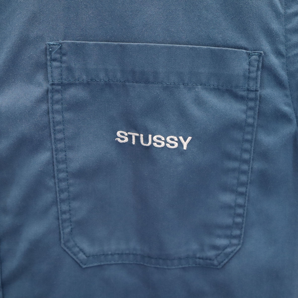 STUSSY ステューシー バックロゴ 半袖 ワークシャツ L ブルー系 メンズ