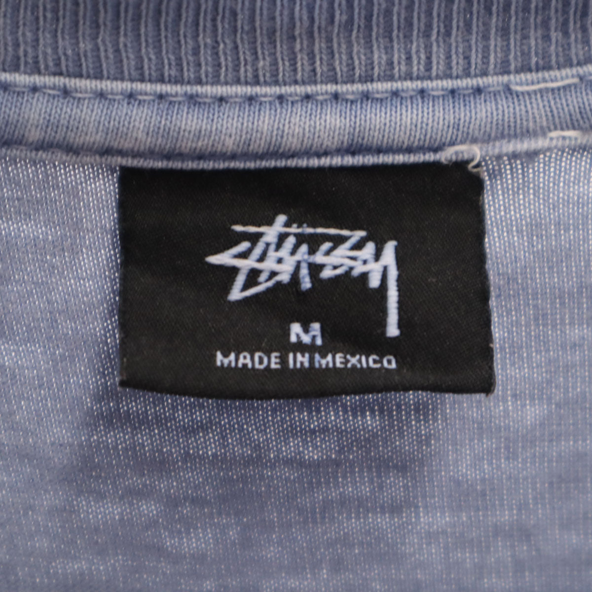 STUSSY ステューシー バックプリント 半袖 Tシャツ M ブルーグレー メンズ