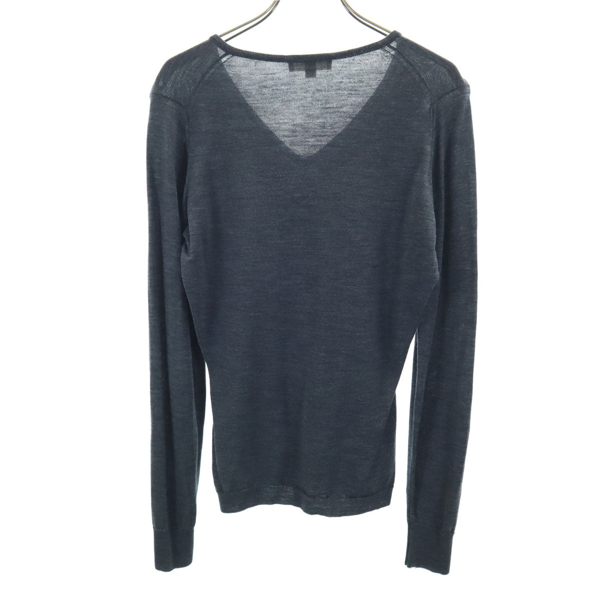 JOHN SMEDLEY ジョンスメドレー イギリス製 長袖 ウール Vネック セーター S グレー系 レディース