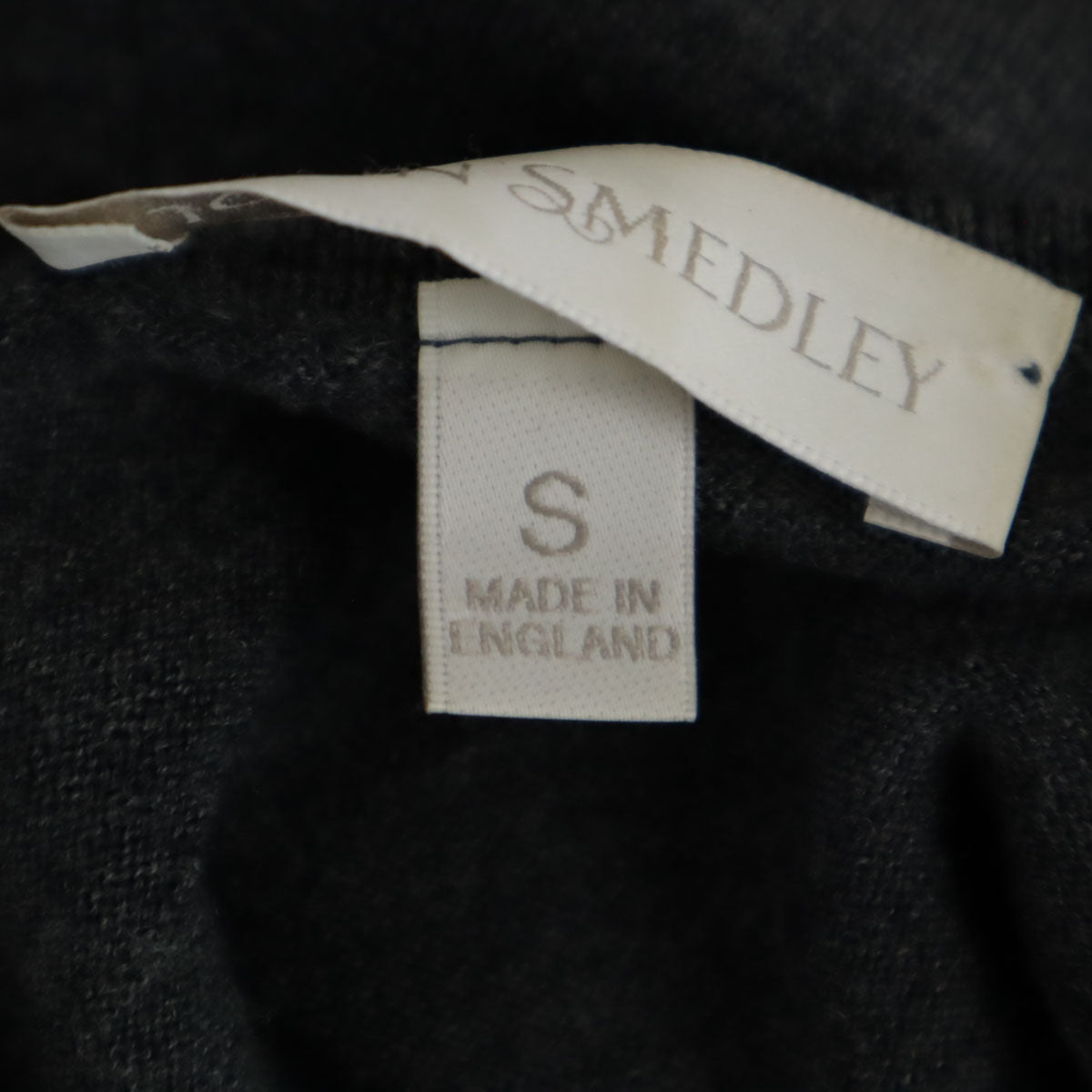 JOHN SMEDLEY ジョンスメドレー イギリス製 長袖 ウール Vネック セーター S グレー系 レディース