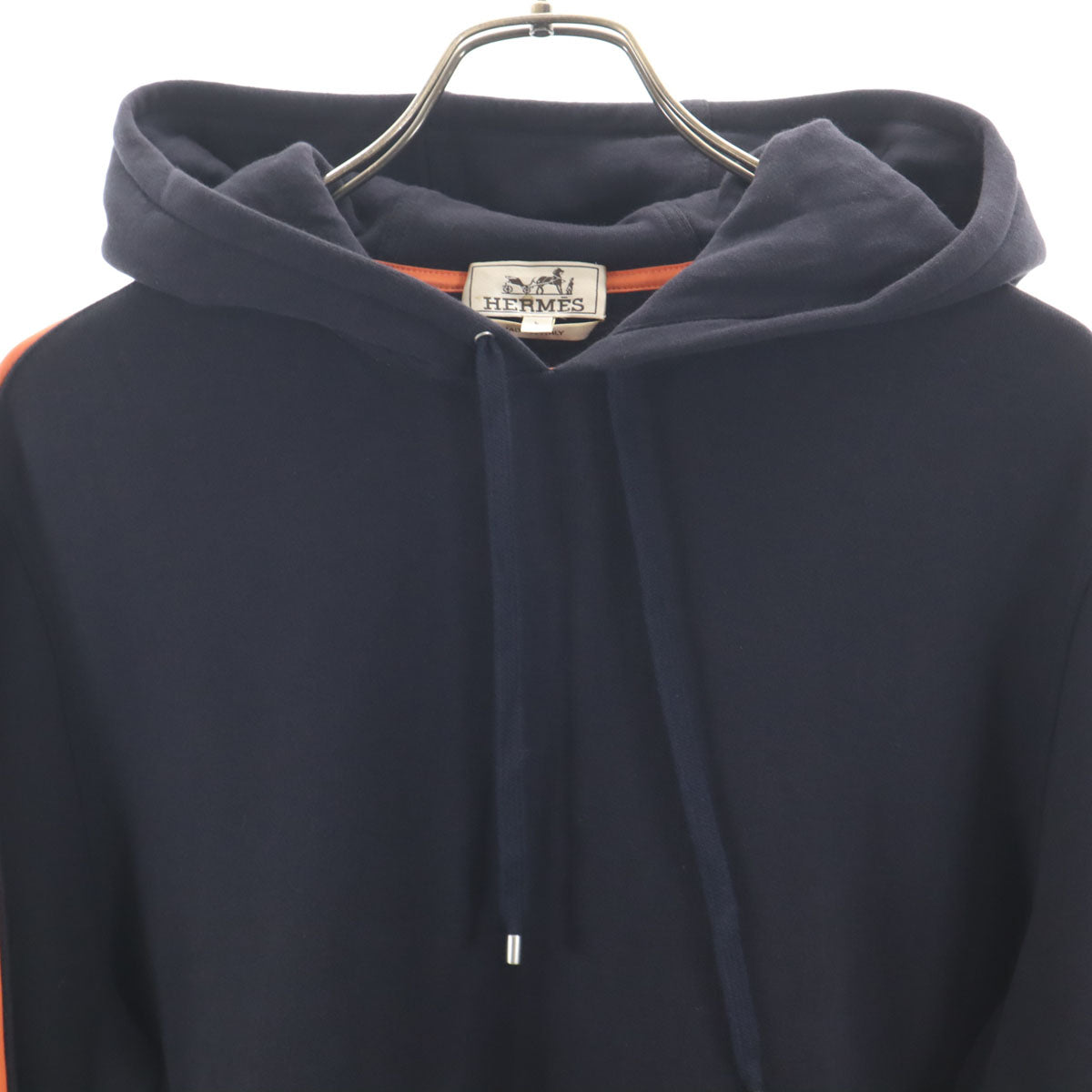 HERMES エルメス イタリア製 長袖 スウェットパーカー L ブラック 裏起毛 メンズ