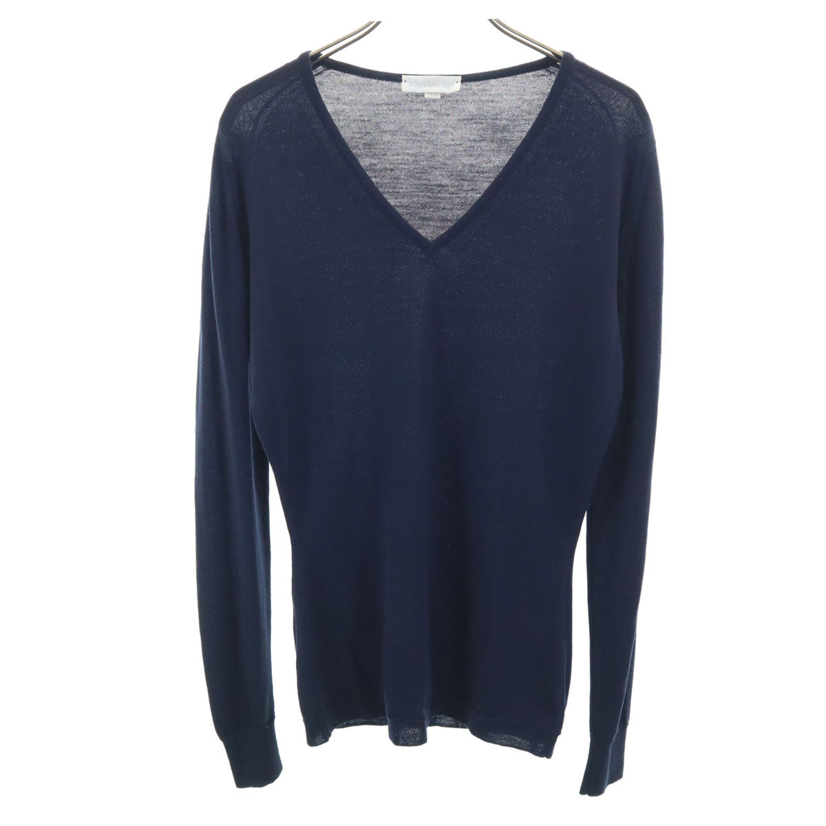JOHN SMEDLEY ジョンスメドレー イギリス製 長袖 ウール Vネック セーター S ネイビー レディース