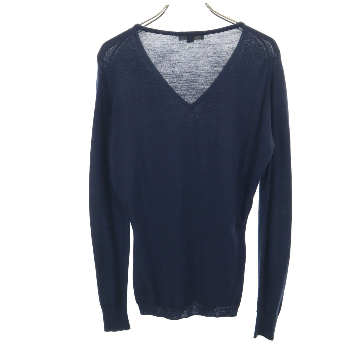 JOHN SMEDLEY ジョンスメドレー イギリス製 長袖 ウール Vネック セーター S ネイビー レディース