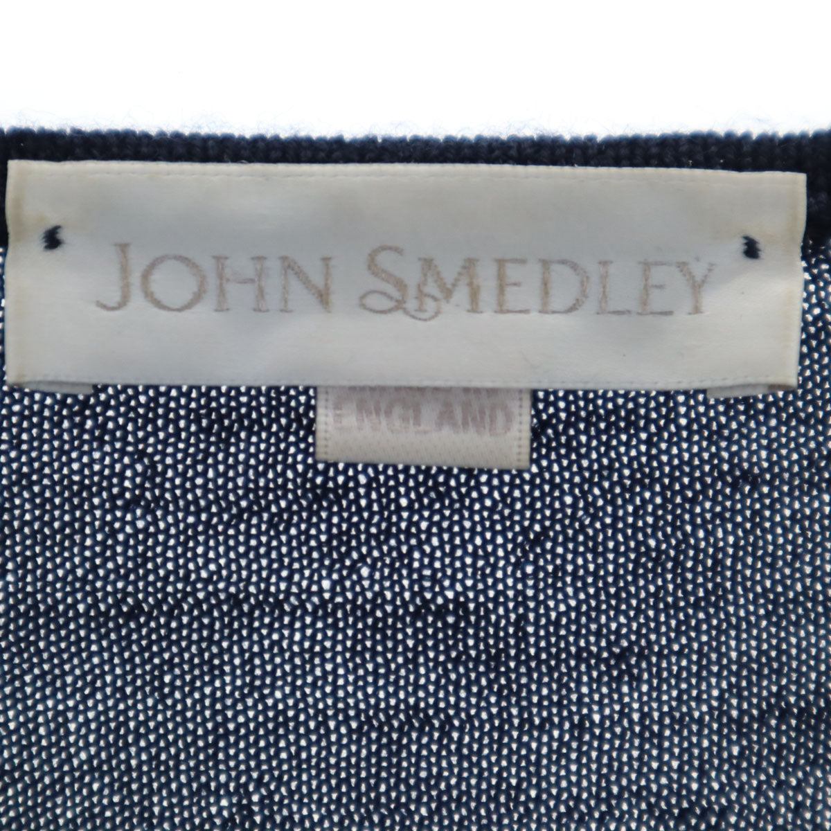 JOHN SMEDLEY ジョンスメドレー イギリス製 長袖 ウール Vネック セーター S ネイビー レディース