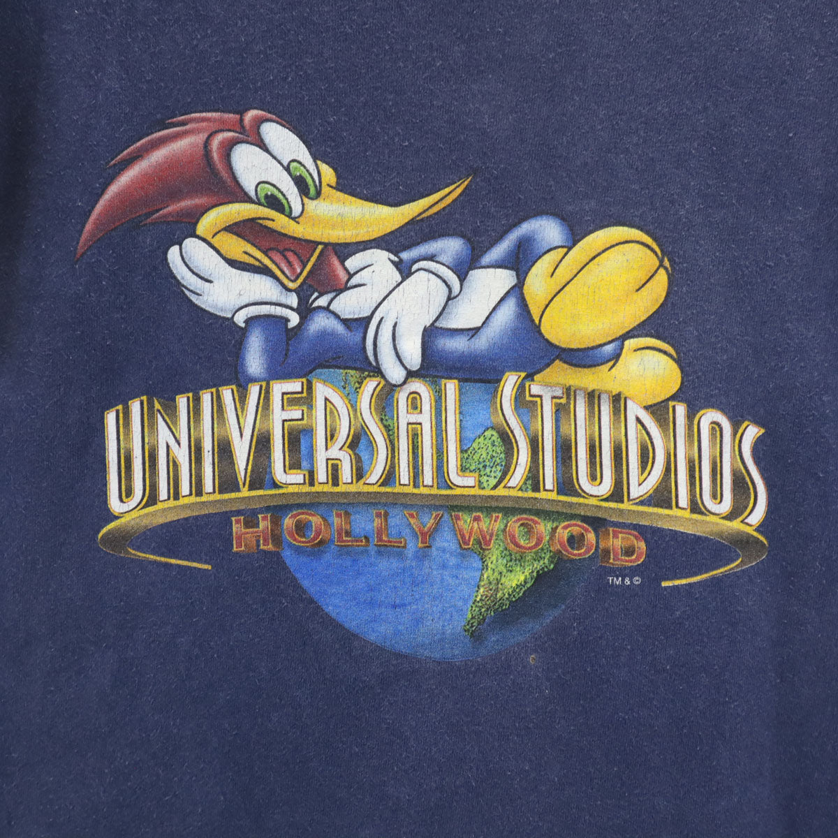 UNIVERSAL STUDIOS BLUE MAN GROUP ユニバーサルスタジオ USA製 オールド ウッドペッカー 半袖 Tシャツ L ネイビー メンズ