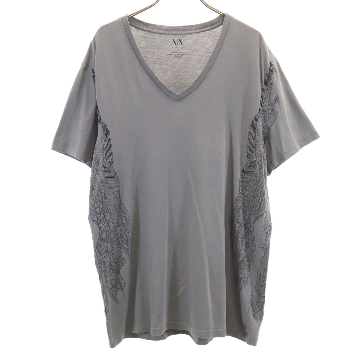 ARMANI EXCHANGE アルマーニエクスチェンジ 半袖 Vネック Tシャツ L グレー メンズ