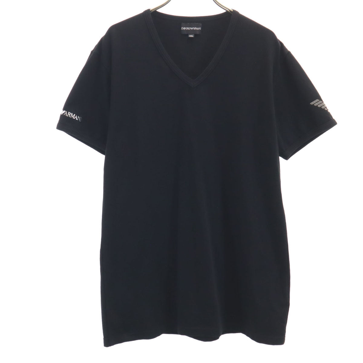 Emporio Armani エンポリオアルマーニ 日本製 半袖 Vネック Tシャツ XXL ブラック メンズ