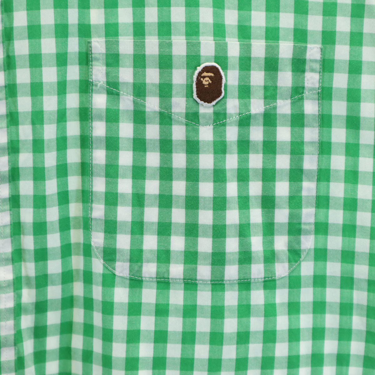 A BATHING APE CLASSICS アベイシングエイプ クラシックス 日本製 チェック柄 半袖 ボタンダウンシャツ L グリーン メンズ