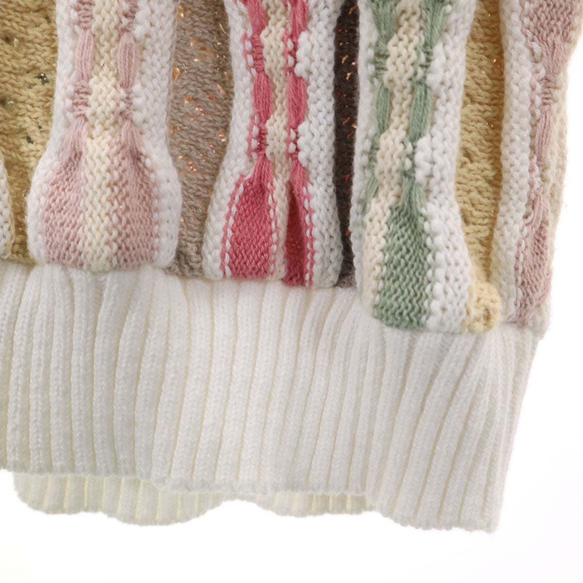 ESSAY エッセイ 90s オールド 3Dニット 長袖 Vネック ニット XL ホワイト系 メンズ