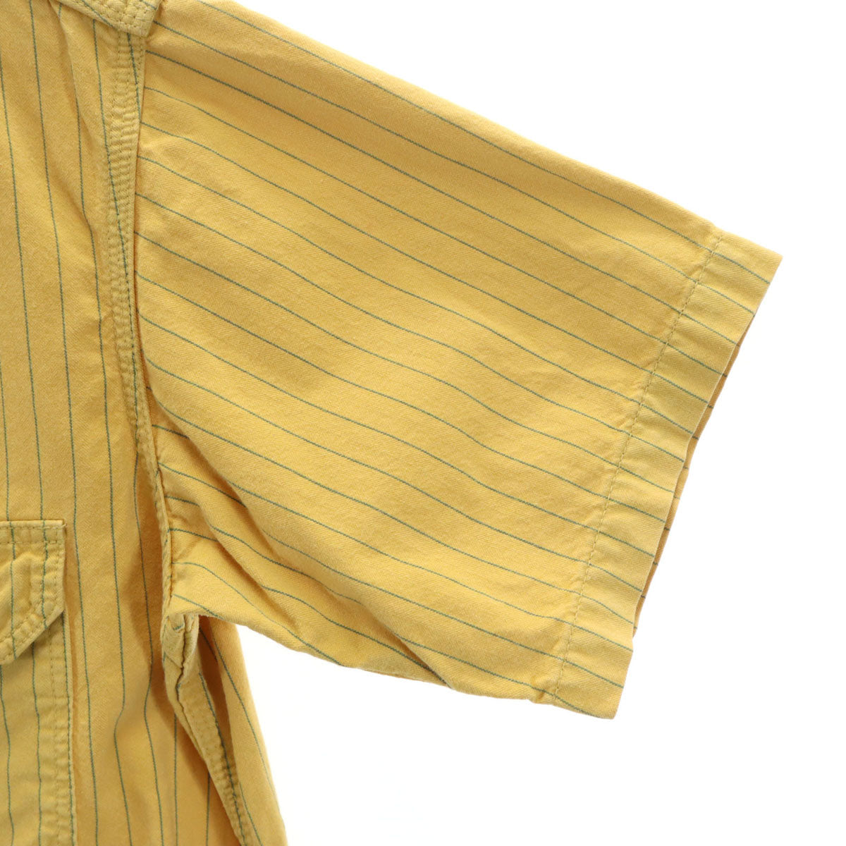 JOE McCOY ジョーマッコイ 8HOUR UNION SATEEN WORK SHIRT ストライプ柄 半袖 ワークシャツ イエロー系 リアルマッコイズ メンズ