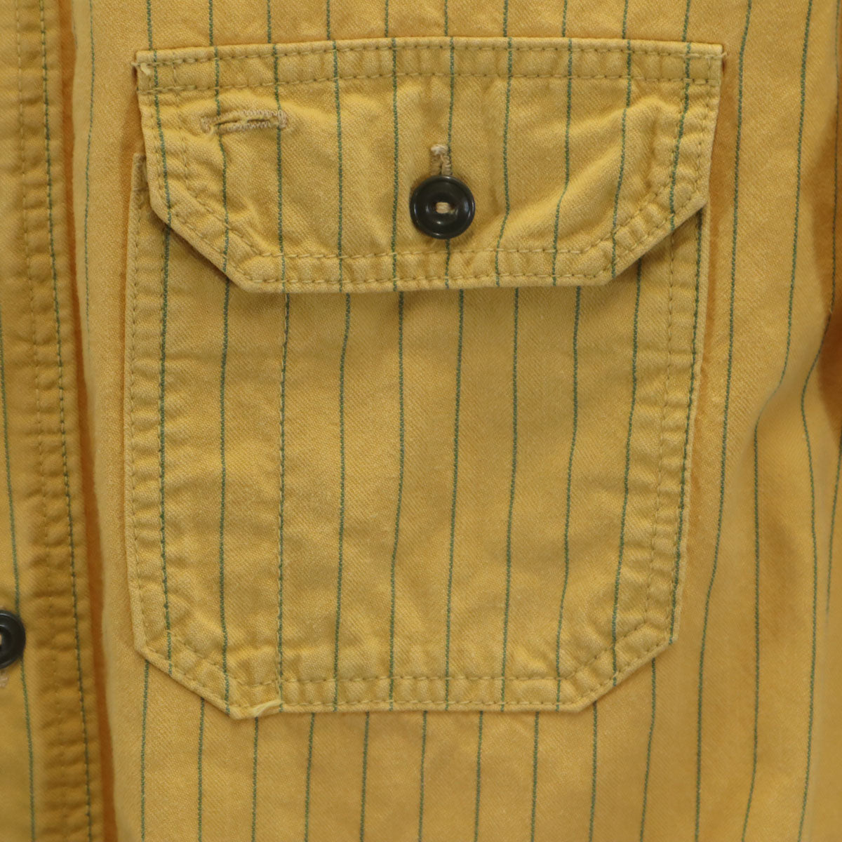 JOE McCOY ジョーマッコイ 8HOUR UNION SATEEN WORK SHIRT ストライプ柄 半袖 ワークシャツ イエロー系 リアルマッコイズ メンズ