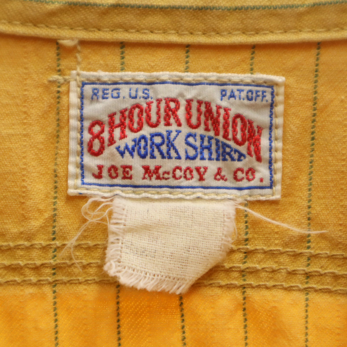 JOE McCOY ジョーマッコイ 8HOUR UNION SATEEN WORK SHIRT ストライプ柄 半袖 ワークシャツ イエロー系 リアルマッコイズ メンズ