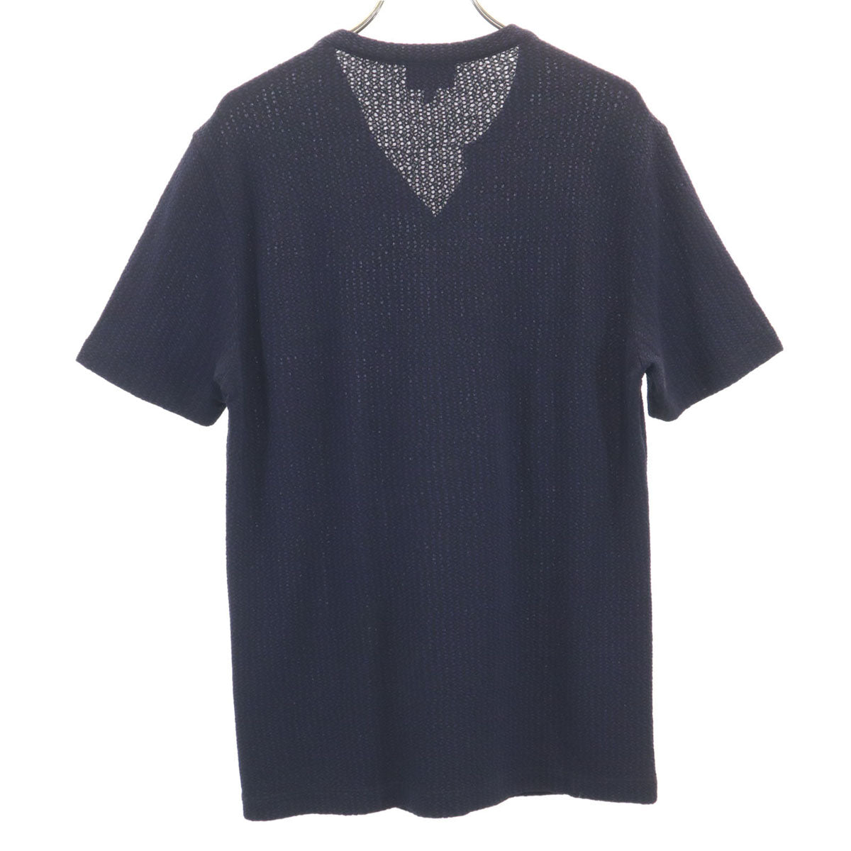 GIORGIO ARMANI ジョルジオアルマーニ ストライプ柄 半袖 スキッパーカラー Tシャツ 48 ネイビー メンズ