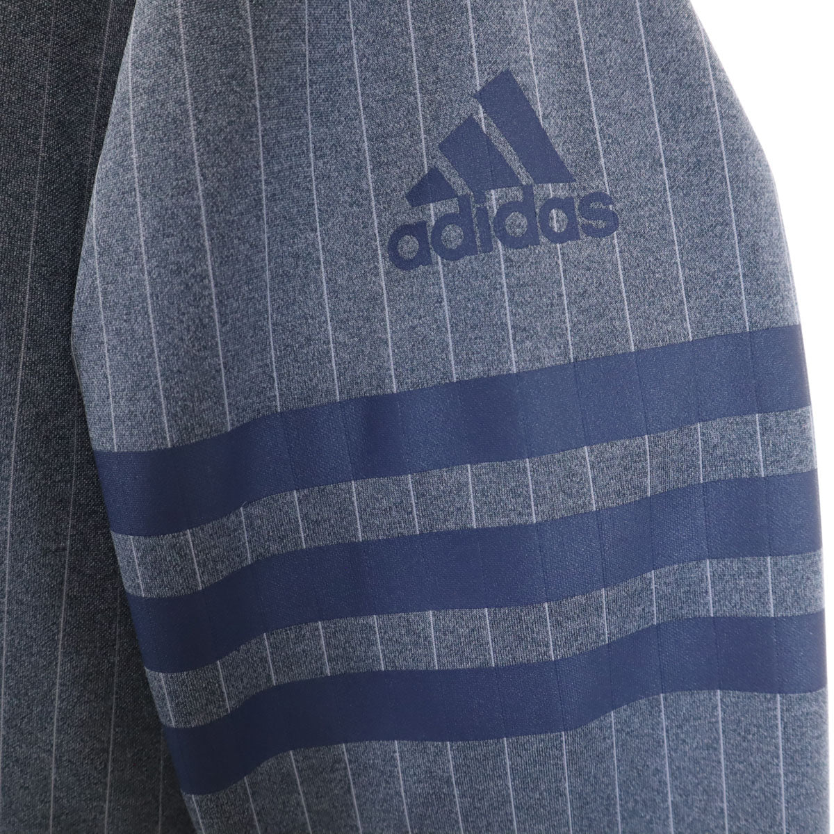 美品 adidas アディダス ピンストライプ柄 ジャージジャケット 上下 セットアップ M ネイビー系 メンズ