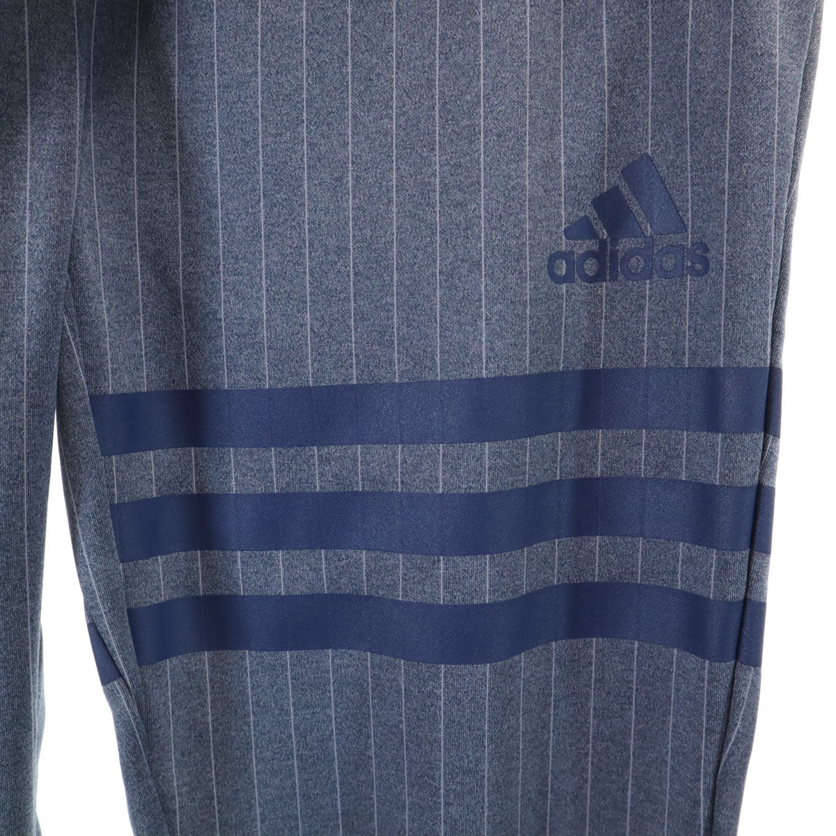 美品 adidas アディダス ピンストライプ柄 ジャージジャケット 上下 セットアップ M ネイビー系 メンズ