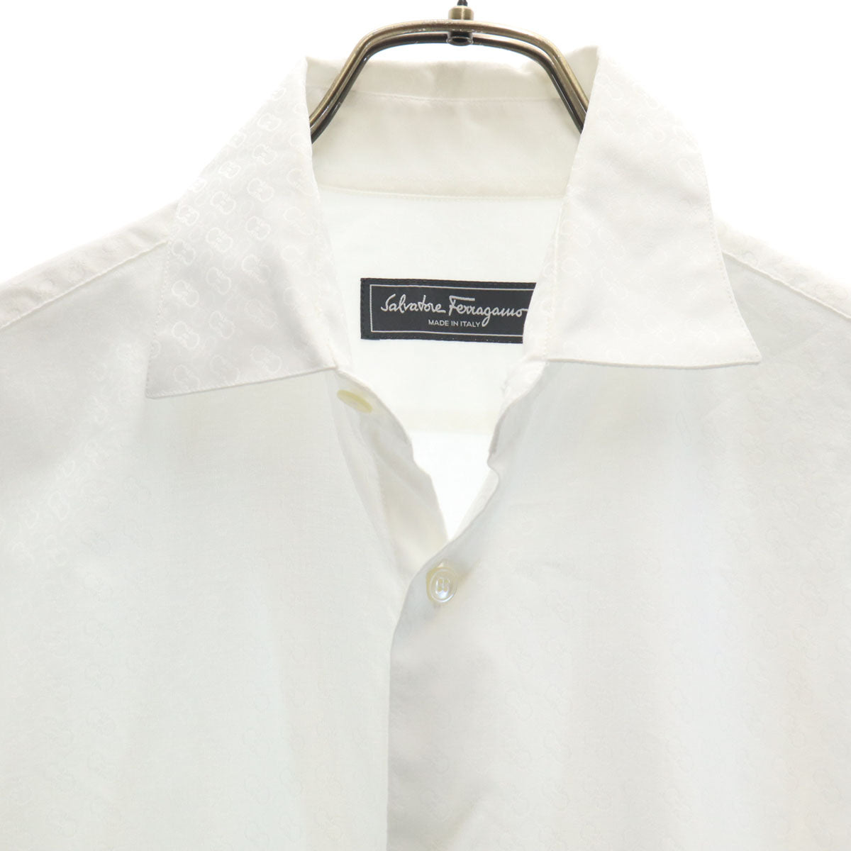 SalvatoreFerragamo サルバトーレフェラガモ 長袖 コットンシャツ XS ホワイト メンズ