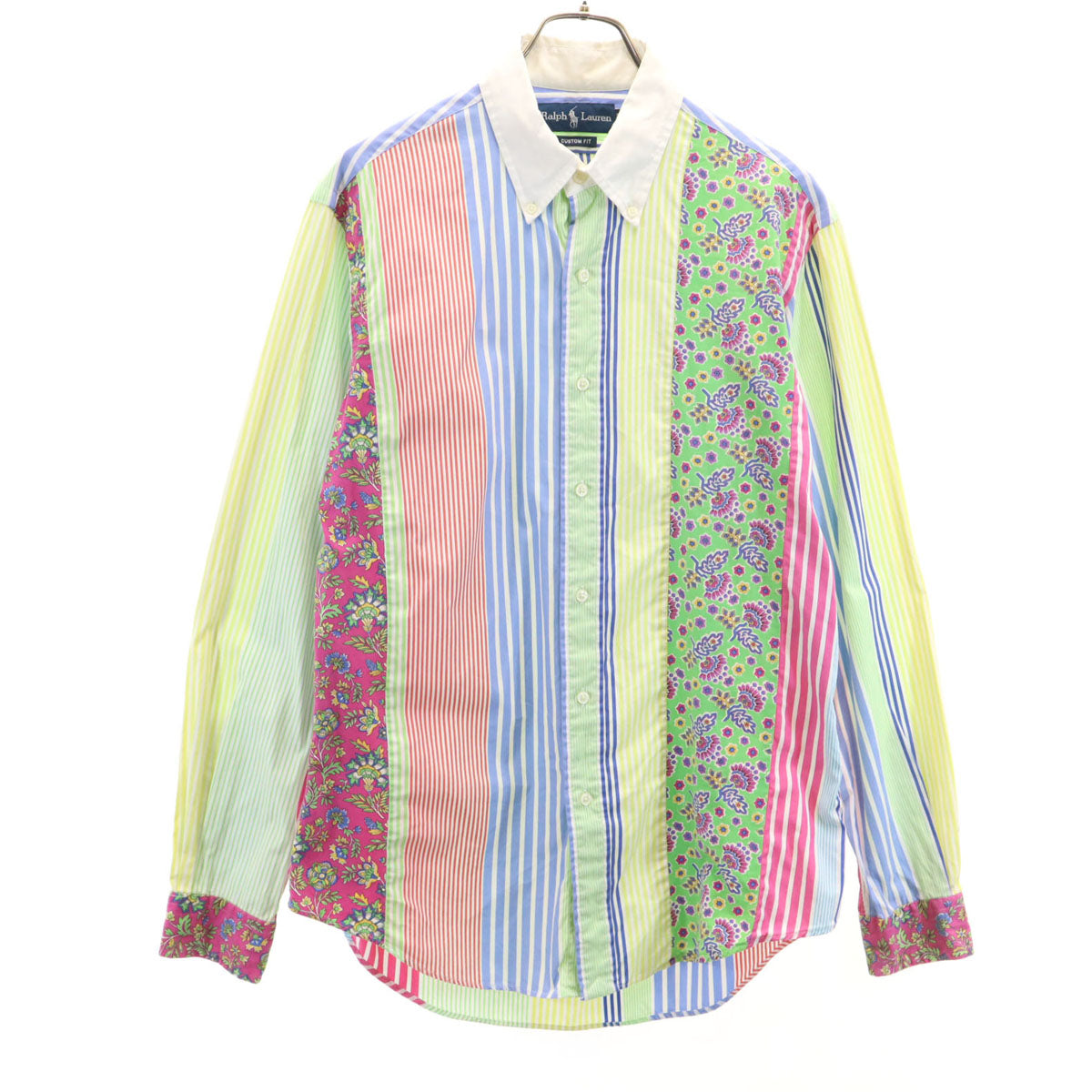 RALPH LAUREN ラルフローレン 90s オールド ストライプ柄 長袖 コットンシャツ M メンズ