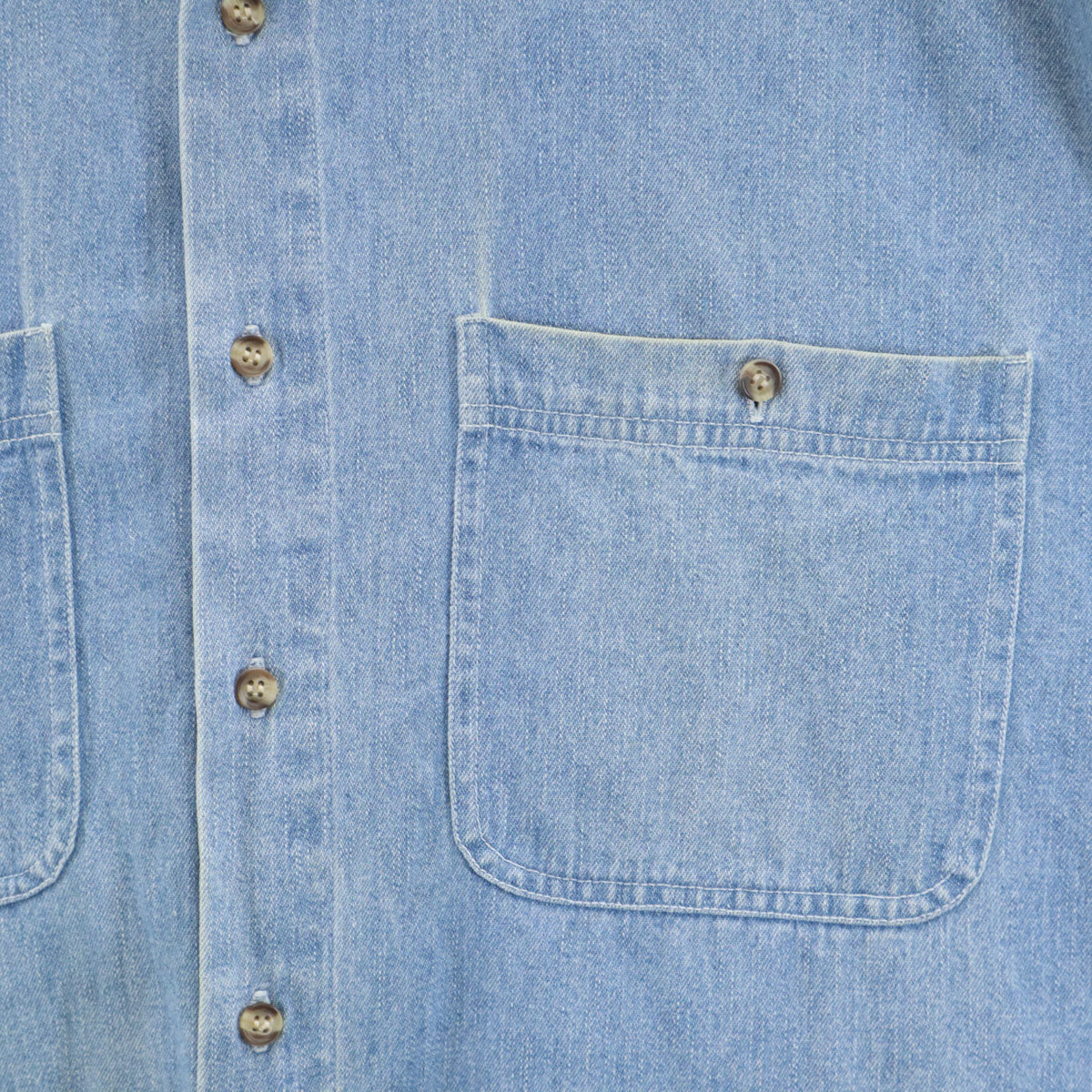 Warner Bros ワーナーブラザーズ 90s オールド バックプリント 長袖 コットンシャツ L ライトブルー メンズ