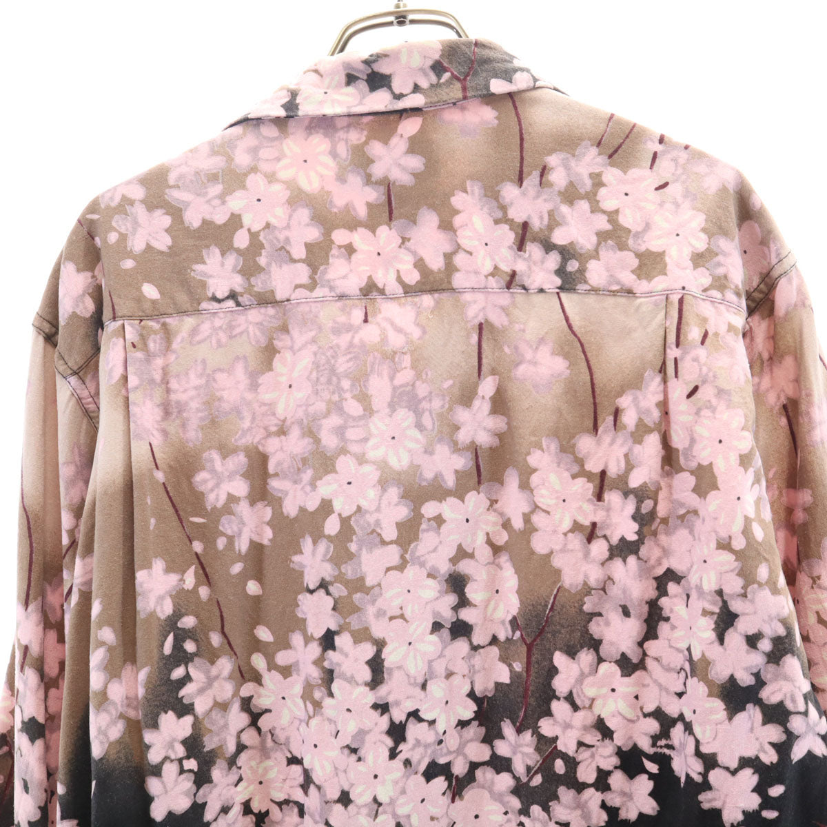 MAKANALEI マカナレイ シルク 和柄 長袖 アロハシャツ S ピンク系 桜 メンズ