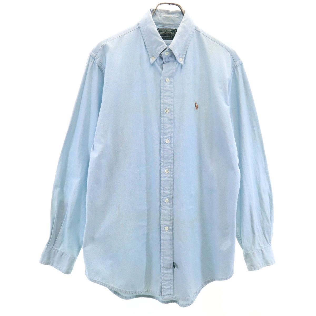 POLO COUNTRY ポロカントリー 80s 90s オールド 長袖 コットンシャツ M ライトブルー ラルフローレン メンズ
