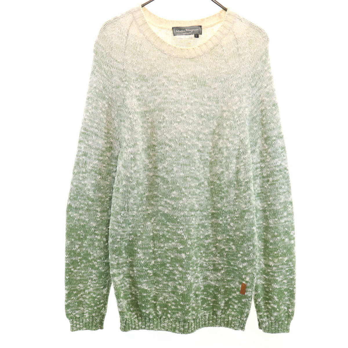 SalvatoreFerragamo サルバトーレフェラガモ 90s イタリア製 オールド 長袖 グラデーション ニット L ライトグリーン メンズ
